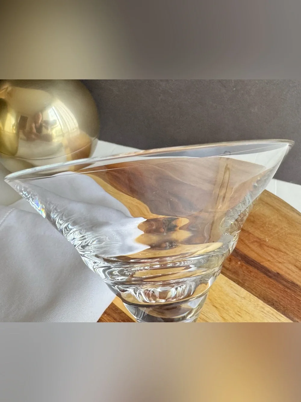 Crate & Barrel Crystal Thick Stem Martini Cocktail Glass